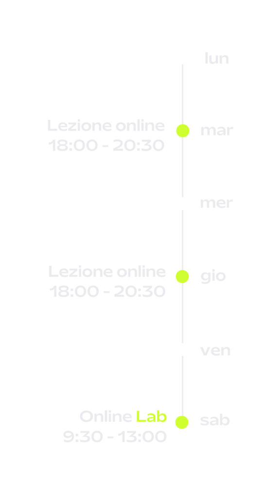Grafico che rappresenta la timeline delle lezioni del MAster Lab ogni settimana