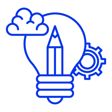 Illustrazione che rappresenta una lampadina con un nuvola e un ingranaggio